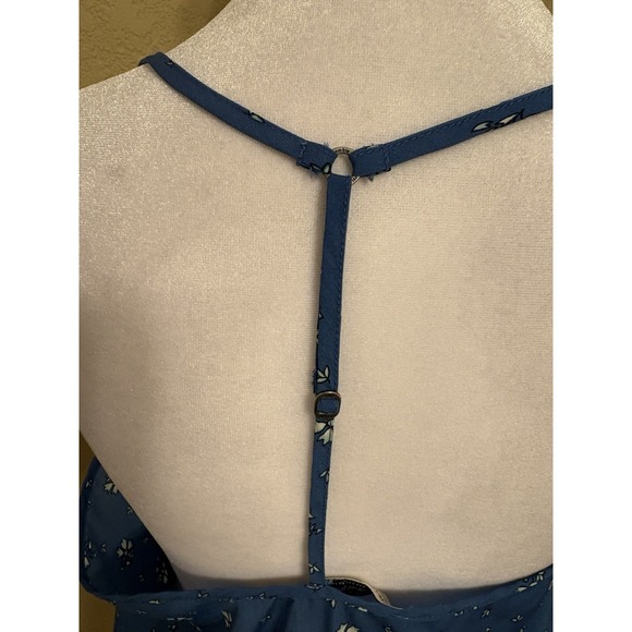 Abercrombie And Fitch Women's Strappy Peplum Top, M, Blue And White Floral - Picture 4 of 8